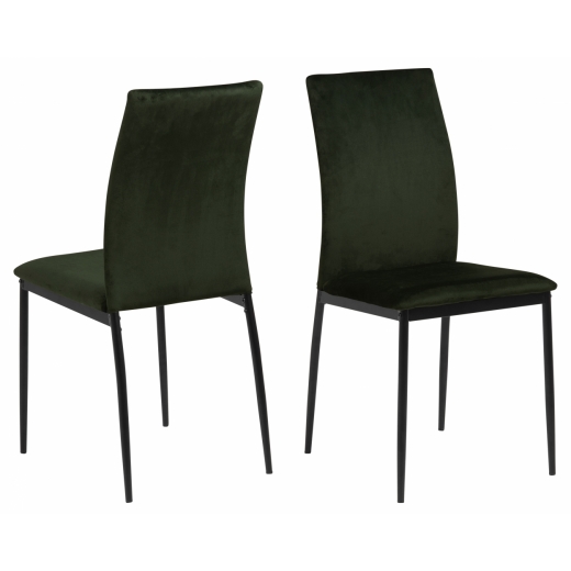 Jedálenská stolička Demina (SET 4ks), zamat, tmavo zelená - 1