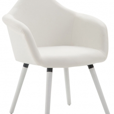 Jedálenská stolička Detta kože, biele nohy - 3