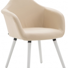 Jedálenská stolička Detta kože, biele nohy - 1