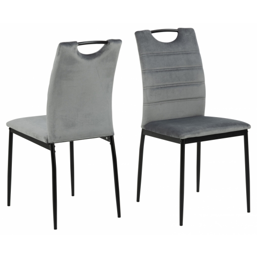 Jedálenská stolička Dia (SET 4ks), zamat, tmavo šedá - 1