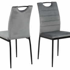 Jedálenská stolička Dia (SET 4ks), zamat, tmavo šedá - 1