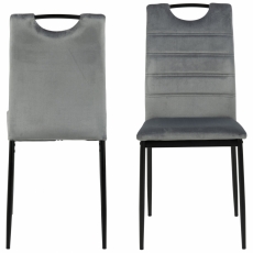Jedálenská stolička Dia (SET 4ks), zamat, tmavo šedá - 8