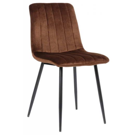 Jedálenská stolička Dijon, zamat, hnedá - 1