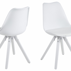 Jedálenská stolička Dima (SET 2ks), syntetická koža, biela - 1