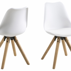 Jedálenská stolička Dima (SET 2ks), syntetická koža, biela / prírodná - 1