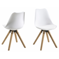 Jedálenská stolička Dima (SET 2ks), syntetická koža, biela / prírodná