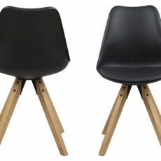 Jedálenská stolička Dima (SET 2ks), syntetická koža, čierna/hnedá - 3