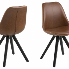 Jedálenská stolička Dima (SET 2ks), syntetická koža, hnedá - 1