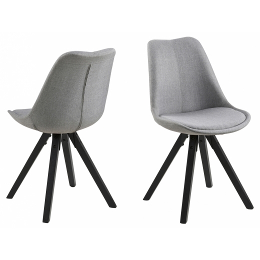 Jedálenská stolička Dima (SET 2ks), tkanina, svetlo šedá / čierna - 1