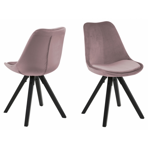 Jedálenská stolička Dima (SET 2ks), zamat, ružová / čierna - 1