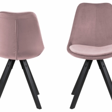 Jedálenská stolička Dima (SET 2ks), zamat, ružová / čierna - 3