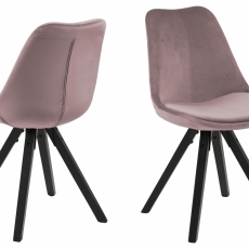 Jedálenská stolička Dima (SET 2ks), zamat, ružová / čierna - 1