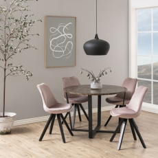 Jedálenská stolička Dima (SET 2ks), zamat, ružová / čierna - 9