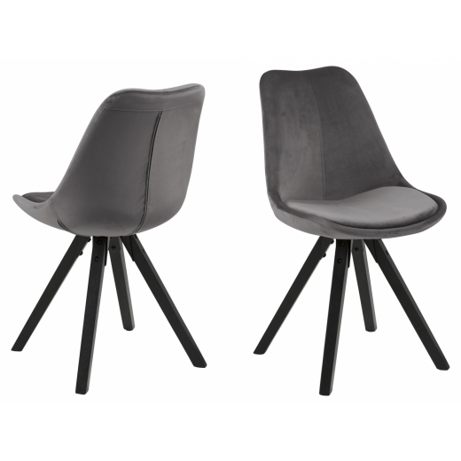 Jedálenská stolička Dima (SET 2ks), zamat, tmavo šedá / čierna - 1