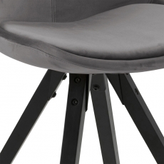 Jedálenská stolička Dima (SET 2ks), zamat, tmavo šedá / čierna - 2