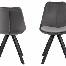 Jedálenská stolička Dima (SET 2ks), zamat, tmavo šedá / čierna - 5