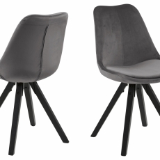 Jedálenská stolička Dima (SET 2ks), zamat, tmavo šedá / čierna - 1