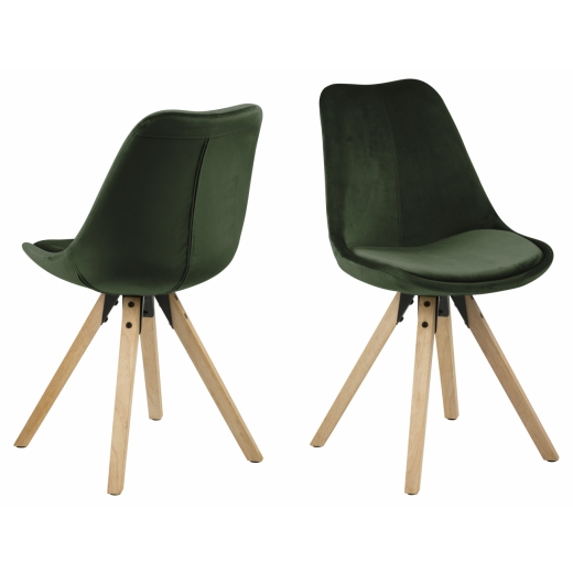 Jedálenská stolička Dima (SET 2ks), zamat, tmavo zelená - 1