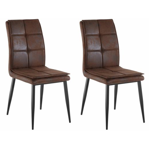Jedálenská stolička Dina (SADA 2 ks), syntetická koža, hnedá - 1