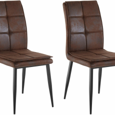 Jedálenská stolička Dina (SADA 2 ks), syntetická koža, hnedá - 1