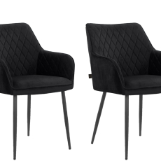 Jedálenská stolička Elvira (SET 2 ks), zamat, čierna - 1