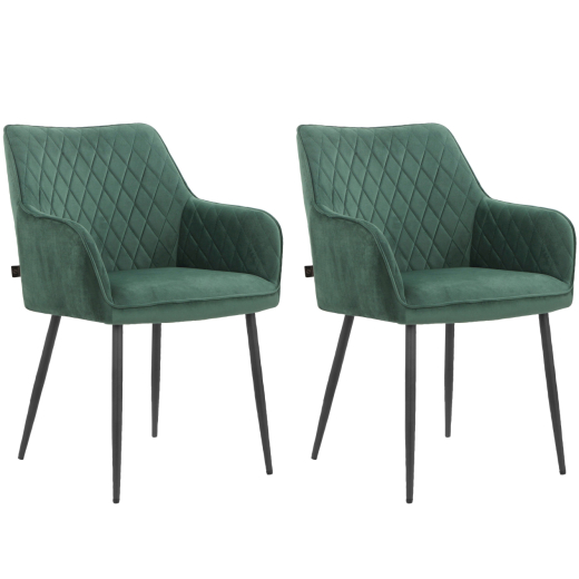 Jedálenská stolička Elvira (SET 2 ks), zamat, zelená - 1