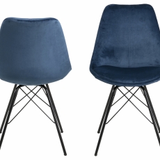 Jedálenská stolička Eris (SET 2ks), zamat, modrá - 3