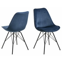 Jedálenská stolička Eris (SET 2ks), zamat, modrá