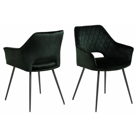 Jedálenská stolička Felina (SET 2ks), zamat, tmavo zelená - 1