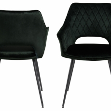 Jedálenská stolička Felina (SET 2ks), zamat, tmavo zelená - 3