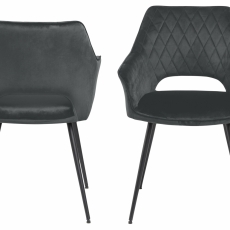 Jedálenská stolička Felina (SET 2ks), zamat, tmmavo šedá - 7