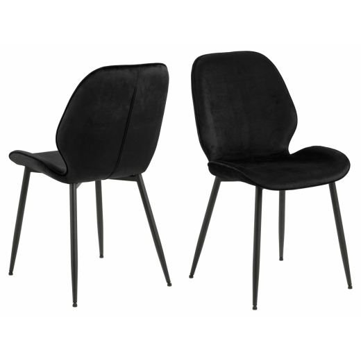 Jedálenská stolička Femke (SET 2ks), zamat, čierna - 1
