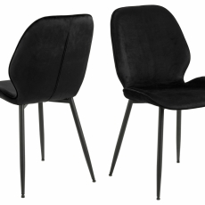 Jedálenská stolička Femke (SET 2ks), zamat, čierna - 1