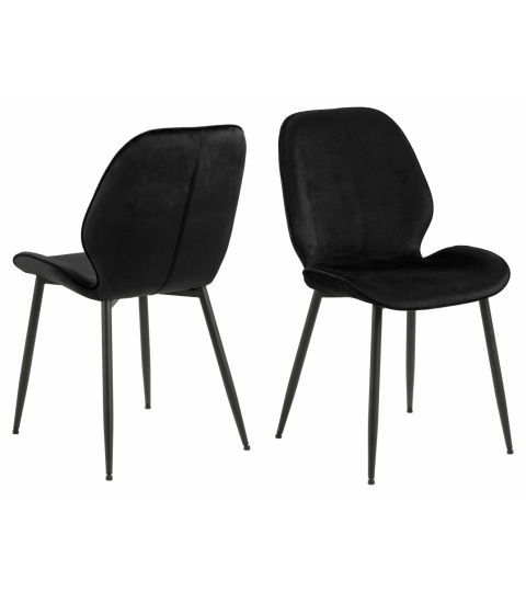 Jedálenská stolička Femke (SET 2ks), zamat, čierna