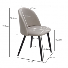 Jedálenská stolička Fox (SET 2 ks), zamat, béžová - 3