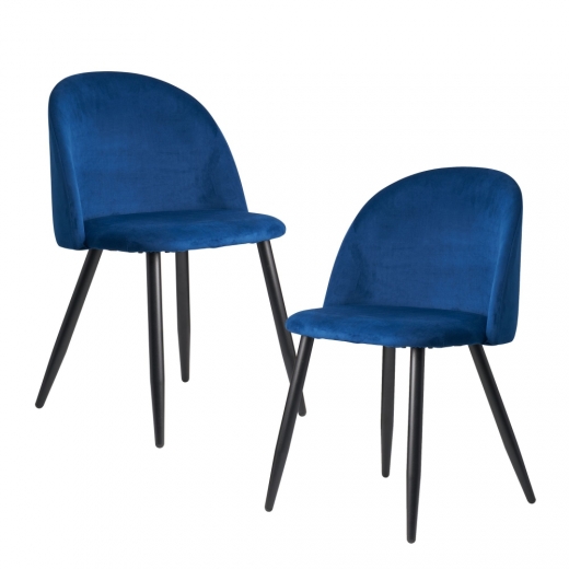 Jedálenská stolička Fox (SET 2 ks), zamat, modrá - 1