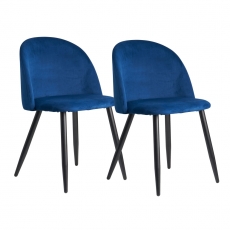 Jedálenská stolička Fox (SET 2 ks), zamat, modrá - 2