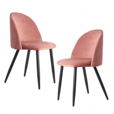 Jedálenská stolička Fox (SET 2 ks), zamat, ružová - 1