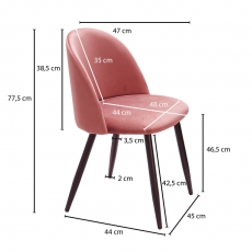 Jedálenská stolička Fox (SET 2 ks), zamat, ružová - 4