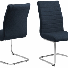 Jedálenská stolička Gudrun (SET 2ks), tkanina, tmavo modrá / chróm - 1
