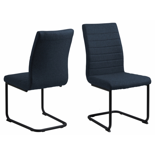Jedálenská stolička Gudrun (SET 2ks), tkanina, tmavo modrá / čierna - 1