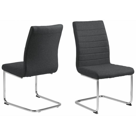 Jedálenská stolička Gudrun (SET 2ks), tkanina, tmavo šedá / chróm - 1