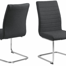 Jedálenská stolička Gudrun (SET 2ks), tkanina, tmavo šedá / chróm - 1