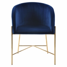 Jedálenská stolička Gwell, zlatá / modrá - 2