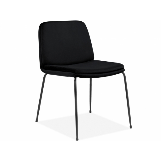 Jedálenská stolička Hiena (Súprava 2 ks), zamat, čierna - 1