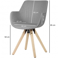 Jedálenská stolička Hima (súprava 2 ks), svetlosivá - 3