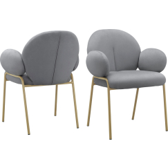 Jedálenská stolička Iwama Dining (SET 2 ks), zamat, šedá