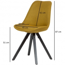 Jedálenská stolička Kelly (SET 2 ks), textil, žltá - 4