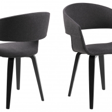Jedálenská stolička Kimberly (Súprava 2 ks) sivá / čierna - 1