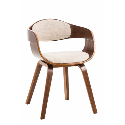 Jedálenská stolička Kingston, textil, orech / krémová - 1